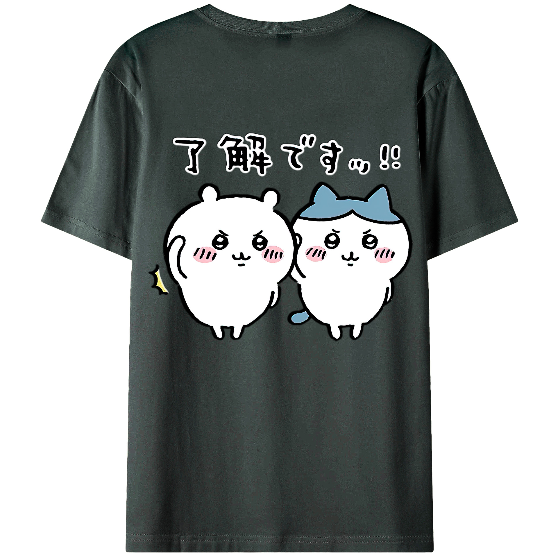 （画像用） ちいかわ ハチワレ Chii-kawa hachiware 綿100％ メンズ半袖Tシャツ（バックプリント） 通気性